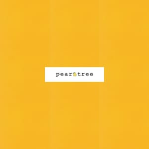 May include: A solid yellow background with the text "pearttree" in black font.