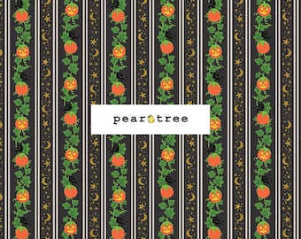 Pumpkin Patch - Black Metallic Fabric by Rifle Paper Co Fabrics | Rifle Paper Co Halloween Collection | Rifle Paper Fabric | RP1313-BK2M