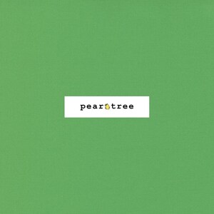 May include: A solid green fabric swatch with the text "peartree" printed in black.