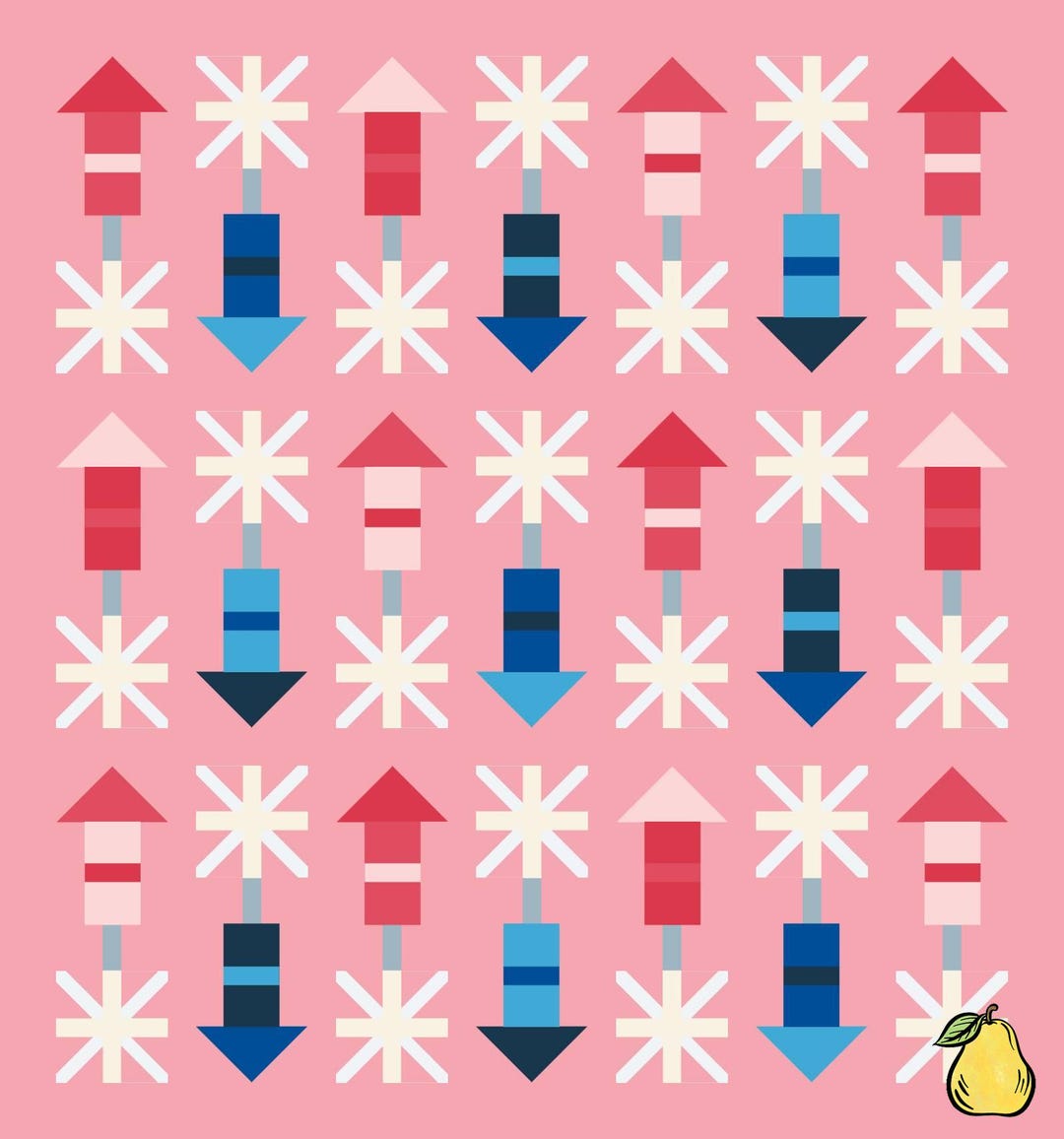 Firecracker Paper Pieced Pattern Pen + Paper Patterns - Firecracker - Dark Pink - Throw Quilt Kit Bundle ...