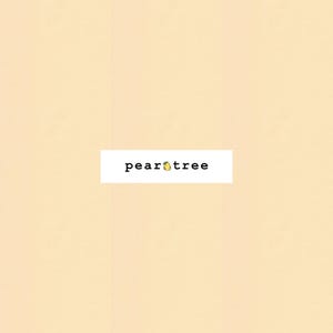 May include: A simple, minimalist logo design with the text "peartree" in black font on a light yellow background.