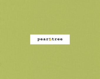May include: A solid green fabric swatch with the text "peartree" printed in black.