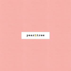 May include: A pink background with the text "peartree" in black font.