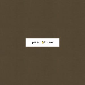 May include: A brown background with the text "peartree" in white.