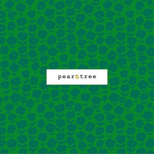 May include: A green background with a repeating pattern of dark green flowers. The text "peartree" is centered in the middle of the image.