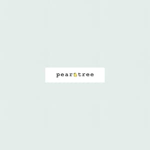 May include: A white rectangle with the text "peartree" in black font.