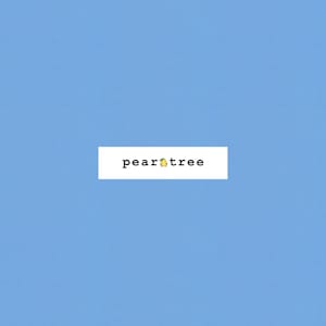 May include: A solid blue background with a white rectangle in the center. The rectangle contains the text "peartree" in black.