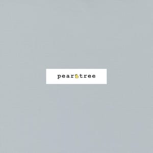 May include: A solid light blue fabric swatch with the text "peartree" printed in black.