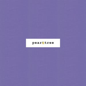 May include: A solid purple background with the text "peartree" in black font.