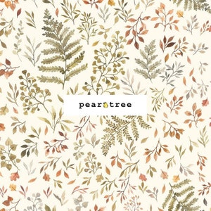 Autumn Ferns and Leaves Cream by Dear Stella Fabrics | Dear Stella Little Fawn and Friends Collection | Dear Stella Fabric | STELLA-DNS1906-