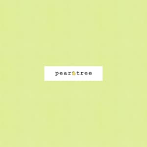 May include: A light green background with the text "peartree" in black font.