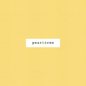 May include: A yellow background with the text "peartree" in a white rectangle.