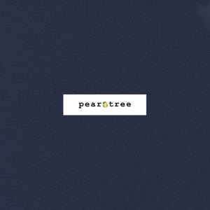 May include: A solid navy blue fabric swatch with the text "peartree" printed in white.