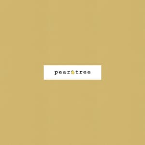 May include: A solid yellow background with the text "peartree" in black font.