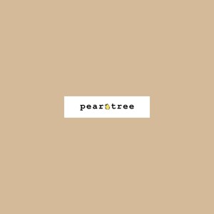 May include: The logo for Pear Tree, a business, is displayed on a tan background. The logo is in a white rectangle and features the words "pear tree" in a black, sans-serif font. The word "pear" has a yellow pear icon.
