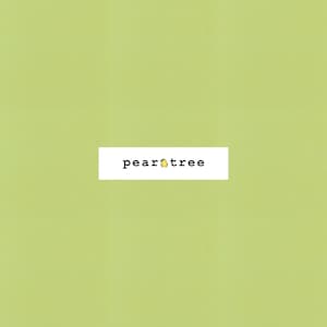 May include: A solid green background with the text "peartree" in black font.