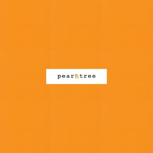 May include: A solid orange background with the text "pearttree" in black font.
