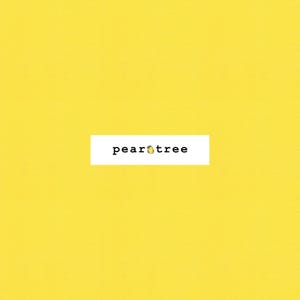 May include: A solid yellow background with the text "peartree" in black font.