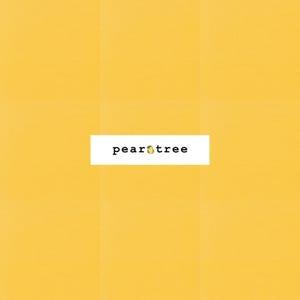 May include: A solid yellow background with the text "peartree" in black font.