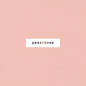 May include: A solid pink background with the text "pearttree" in black font.