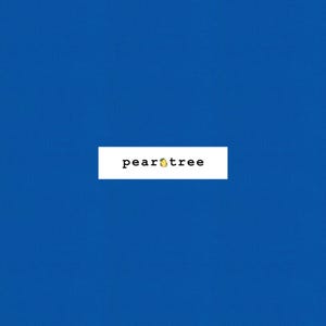 May include: A solid blue background with the text "peartree" in white.