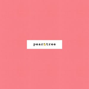 May include: A solid pink background with the text "peartree" in black font.