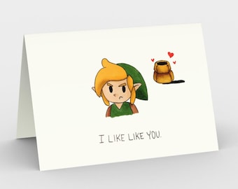 Zelda Inspired Greeting Card | "I LIKE LIKE YOU" Gamer Card for Boyfriend/Girlfriend