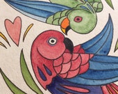 Eclectus pair, original watercolor