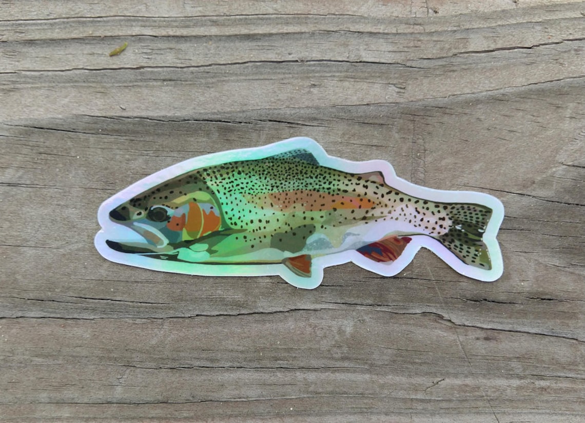 Holographic Rainbow Trout Vinyl Sticker Fly Fishing Sticker Fly Fishing