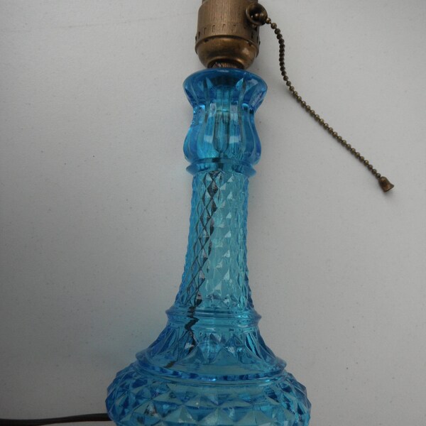 Blue Pressed Glass Lamp