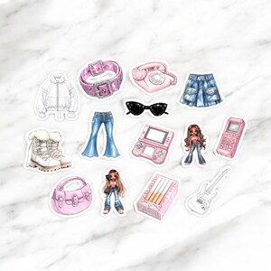 14 Y2K Aesthetic Stickers | Y2K Sticker Pack for 90s Stickers, Teenage Girl Gifts, and Y2K Room Decor | Y2K Style Designs