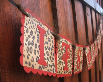 Leopard Print Happy Birthday Banner Black And Leopard Print Etsy