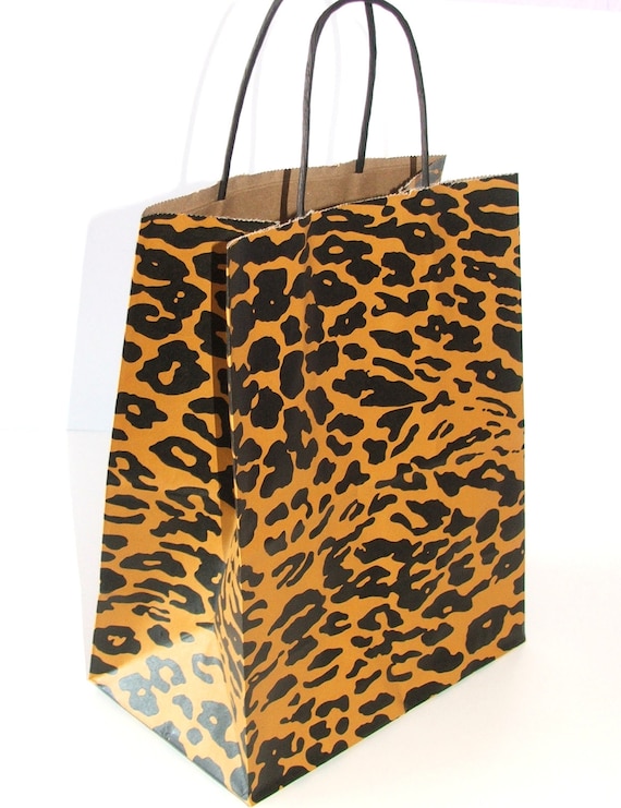 Items similar to SALE Cheetah Print Gift Bags 8 x 10 Kraft Paper