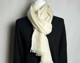 Scarf, 100% Cashmere Scarf, Luxury, Ivory/Cream, Warm and Lightweight Scarf, Winter Scarf, Winter Accessories