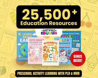 25,500+ Educational Kids Resources | Learning Bundle | PLR & MRR Digital Product | Classroom Activities