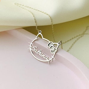 Kitty Name Necklace, Cute Kitty Necklace, Cute Kitty Cat Name Pendant, Kitty Gold Necklace, Kitty Jewelry,Kitty Pendant,Kitty Gifts For Kids