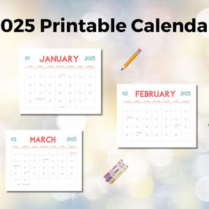 Afdrukbare kalender 2025 - maandplanner - digitale download - aanpasbaar ontwerp