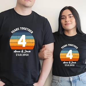 Custom 4th Anniversary Gift For Him, Personalized 4th Anniversary Sweatshirt, Forth Year Anniversary Gifts for Her, 4 Year Anniversary Shirt
