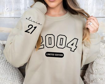 Custom 21st Birthday Gift Daughter, 21st Birthday Sweatshirt, Sweet 21 Gifts, Birthday T-shirt, Custom Age & Year Birthday Gift