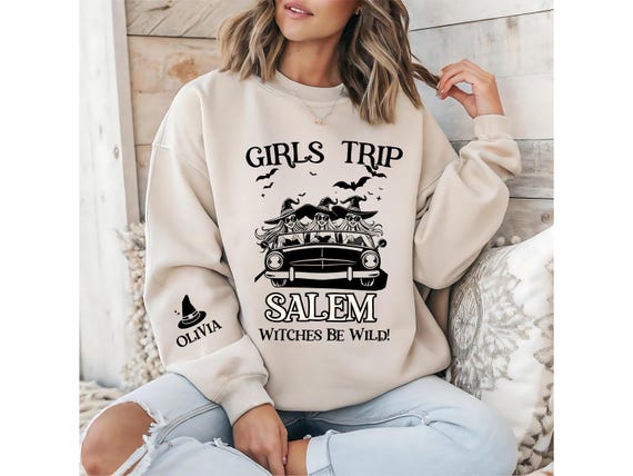 Custom Girls Trip Salem Sweatshirt: Cotton Salem Witch Shirts