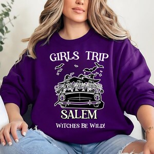 Girls Trip Salem Sweatshirt, Custom Retro Halloween Witch T Shirt, Halloween Witch Sweatshirt, Salem Massachusetts, Salem Witch Costume Tee