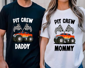 Custom Pit Crew Monster Truck Birthday Shirt: Racecar Family Matching Tees