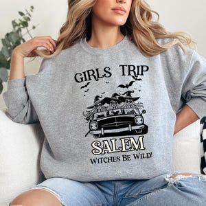 Girls Trip Salem Sweatshirt, Custom Retro Halloween Witch T Shirt, Halloween Witch Sweatshirt, Salem Massachusetts, Salem Witch Costume Tee