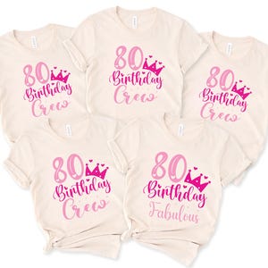 80th Birthday Gift, 80th And Fabulous T-Shirt, 80th Birthday Crew Shirt for Women, Birthday Family Shirts, Birthday Group T Shirts