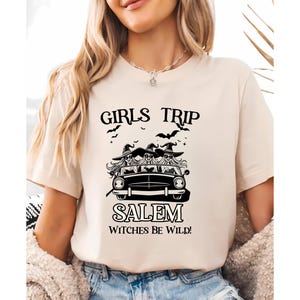 Girls Trip Salem Sweatshirt, Custom Retro Halloween Witch T Shirt, Halloween Witch Sweatshirt, Salem Massachusetts, Salem Witch Costume Tee