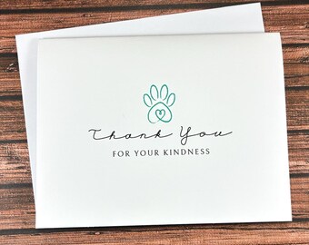 Vet Thank You Card, Paw Print Design, veterinary office gift, Imperfect, Destash