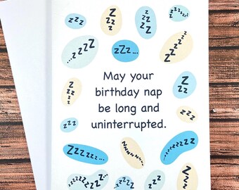 Funny Birthday Card, Birthday Nap, Getting Older, Tired Mom, Sleepy Greeting Card