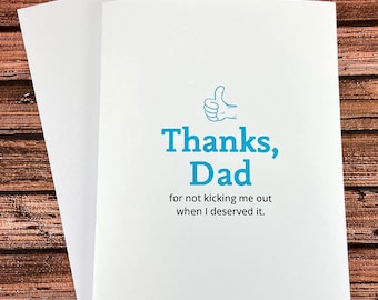 Funny Father's Day Card, Thanks Dad for not kicking me out, stepdad, gift for dad