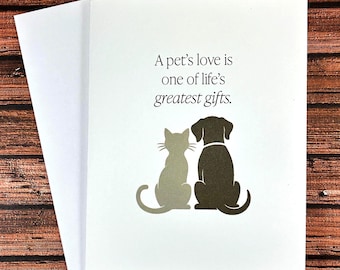 Pet Sympathy Card, Cat or Dog Condolence, Sorry for Your Loss, Bereavement, Veterinary Staff