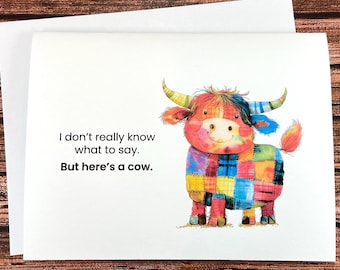 Funny Support Card, Here's a Cow, cancer, get well, this sucks